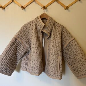 Floral Beige Quilted Women's Kimono Jacket